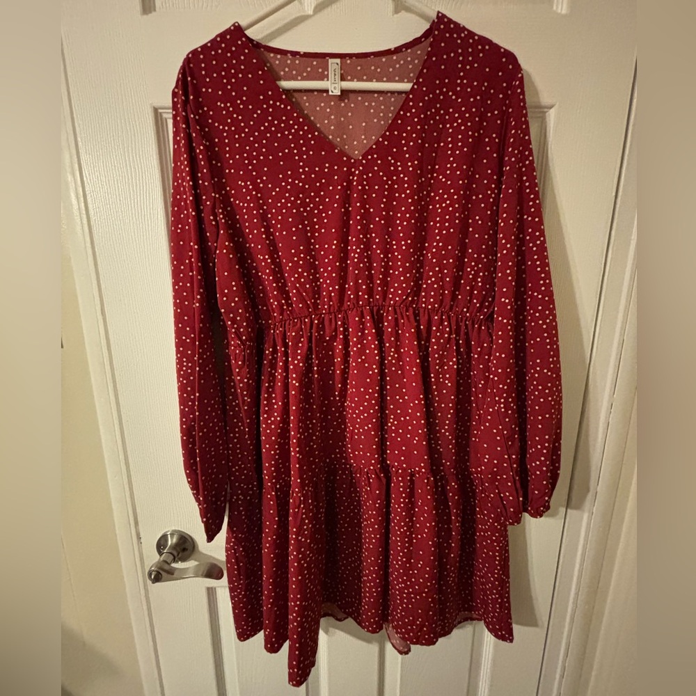 Chic Red Dress with White Dots